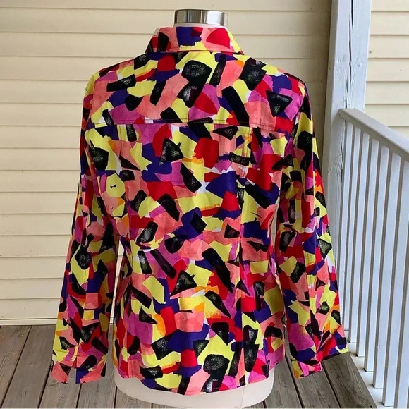 Drapers & Damons “Jelly Bean Jean Jacket” NWOT Size Large Colorful Art to wear - Picture 5 of 9